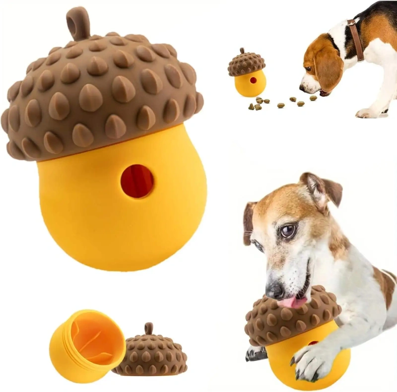 Silicone Dog Food Leaking Ball Rubber Nuts Shaped Food Leaking Toy Interactive Training Toy Durable Eco-friendly Food Dispenser