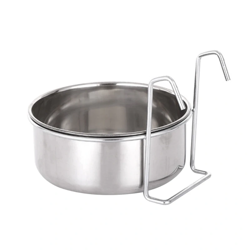 Crate Dog Bowl Stainless Steel Hanging Pet Cage Bowl Food & Water Feeder Coop Cup for Cat Puppy Birds Rats 6 Sizes