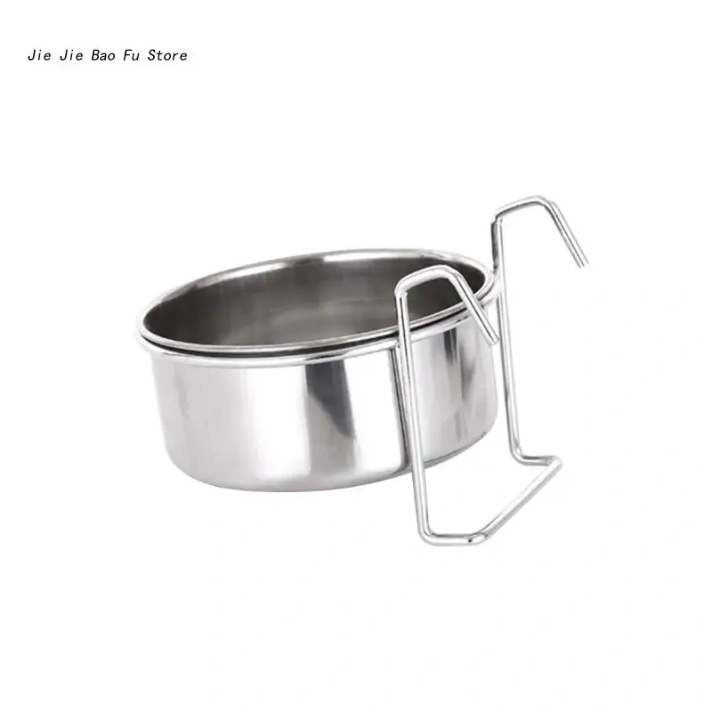 Crate Dog Bowl Stainless Steel Hanging Pet Cage Bowl Food & Water Feeder Coop Cup for Cat Puppy Birds Rats 6 Sizes
