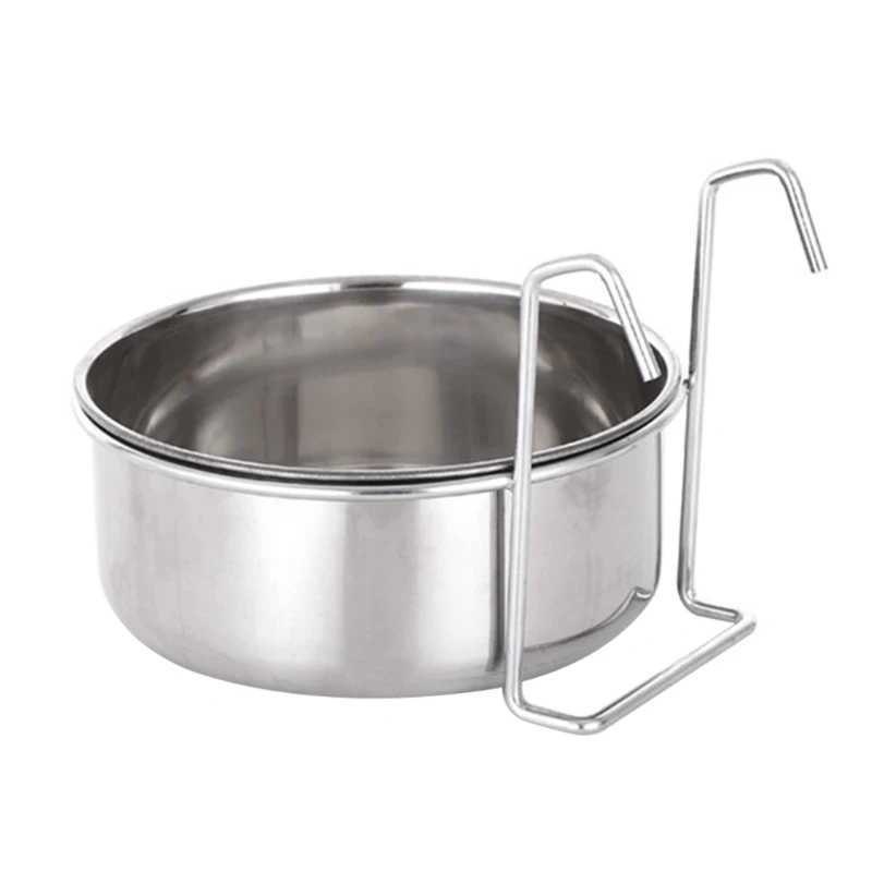 Crate Dog Bowl Stainless Steel Hanging Pet Cage Bowl Food & Water Feeder Coop Cup for Cat Puppy Birds Rats 6 Sizes