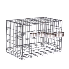 Crate Dog Bowl Stainless Steel Hanging Pet Cage Bowl Food & Water Feeder Coop Cup for Cat Puppy Birds Rats 6 Sizes