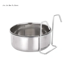 Crate Dog Bowl Stainless Steel Hanging Pet Cage Bowl Food & Water Feeder Coop Cup for Cat Puppy Birds Rats 6 Sizes