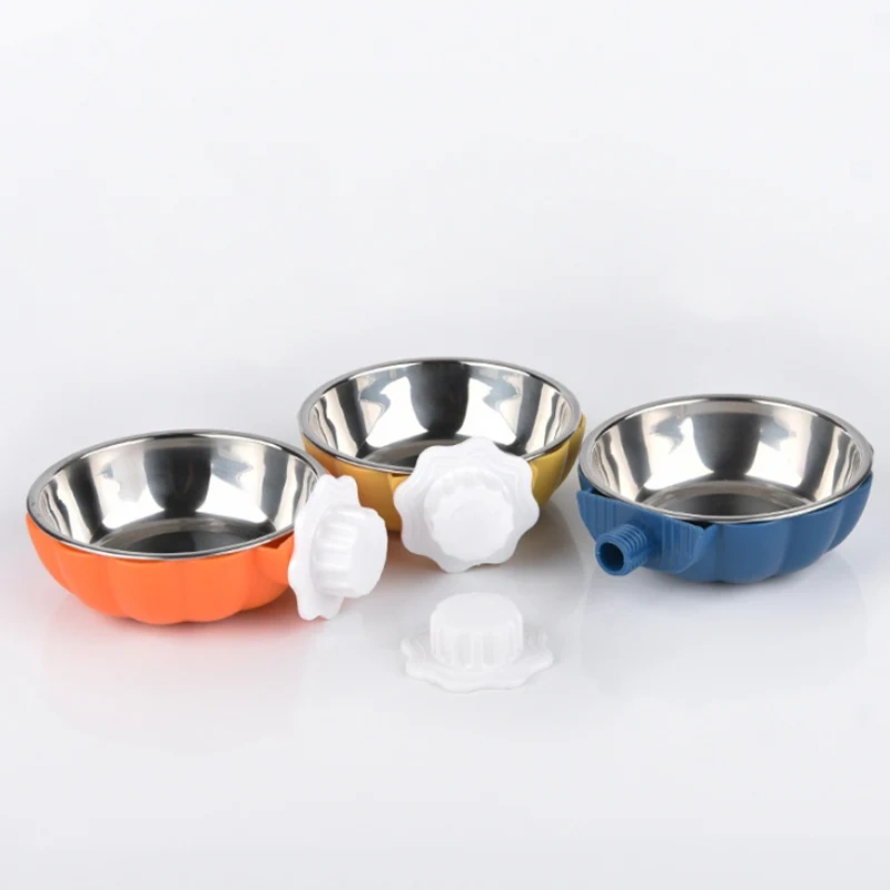 Crate Dog Bowl Removable Stainless Steel Water Food Feeder Bowls Cage Coop Cup For Cat Puppy Bird Pets