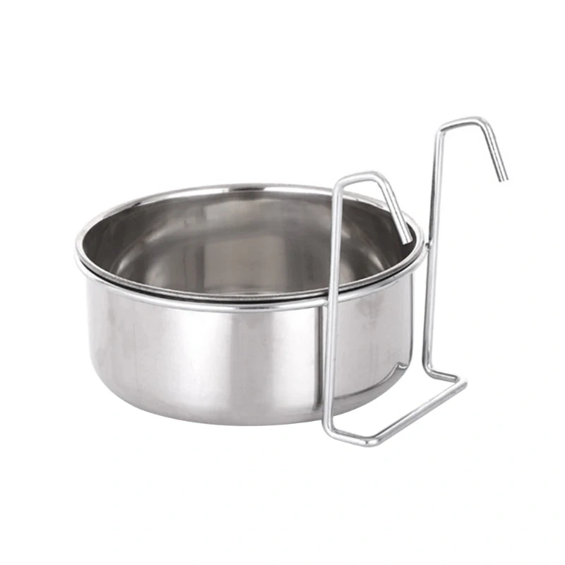 Crate Dog Bowl Stainless Steel Hanging Pet Cage Bowl Food & Water Feeder Coop Cup for Cat Puppy Birds Rats 6 Sizes