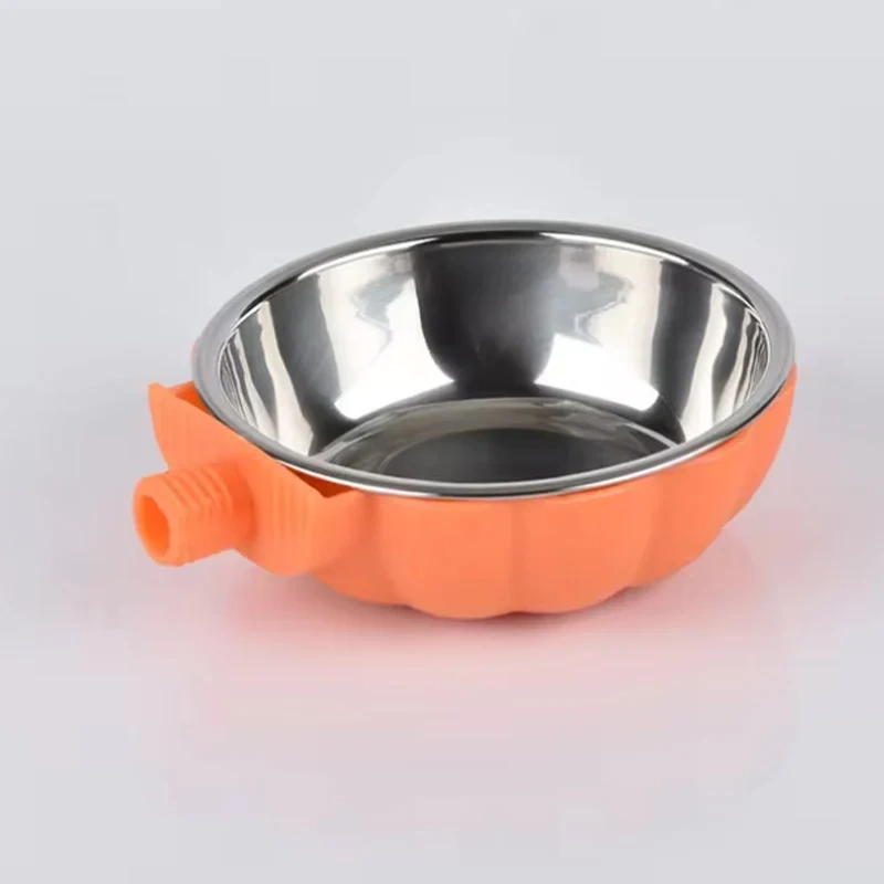 Crate Dog Bowl Removable Stainless Steel Water Food Feeder Bowls Cage Coop Cup For Cat Puppy Bird Pets