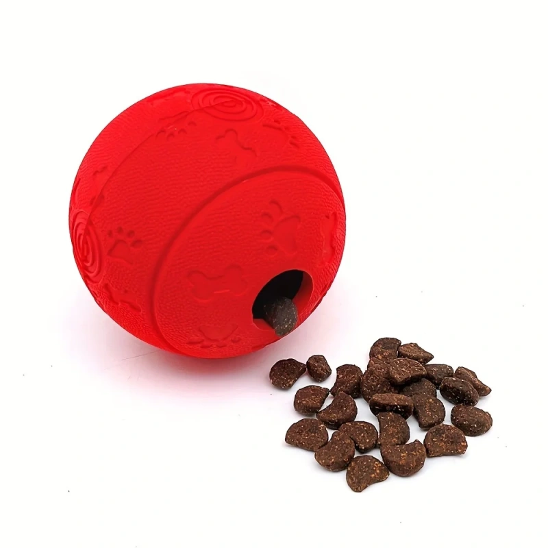 Leakage Food Ball Dog Toy: Durable Natural Rubber Pet Toy with Inlet and Outlet for Small to Medium Breed Dogs