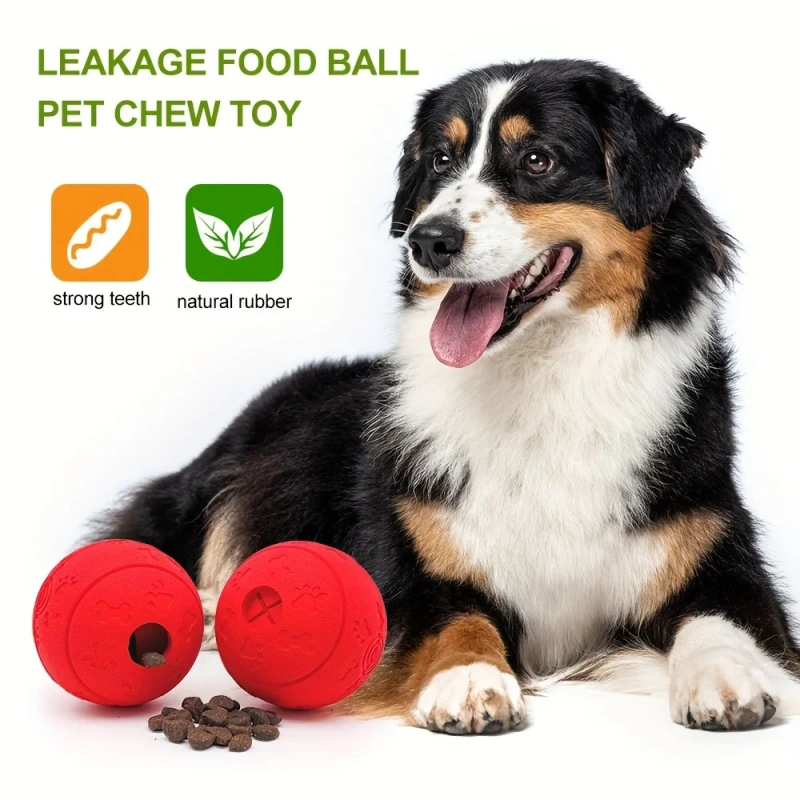 Leakage Food Ball Dog Toy: Durable Natural Rubber Pet Toy with Inlet and Outlet for Small to Medium Breed Dogs