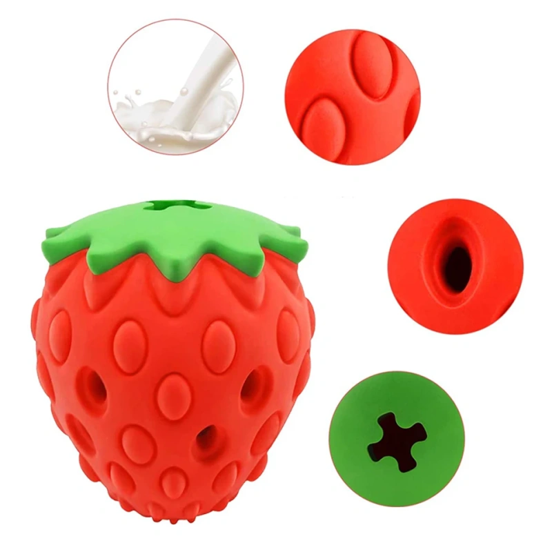 Dog Chew Toys Rubber Cute Strawberry Shaped Food Leaking Toy Durable Eco-friendly Food Dispenser Dogs Toy