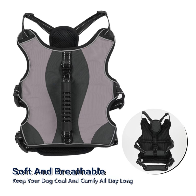 Reflective Dog Harness Vest Dog Tactical Harness With Handle Adjustable And Breathable Dog Vest For Large Dog Vest Pet Dog Leash