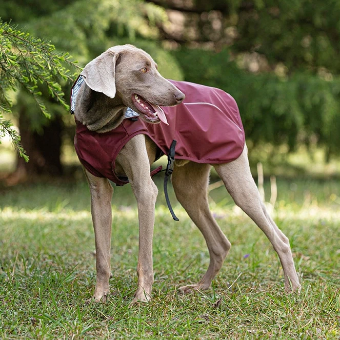 Dog Raincoat for Medium Large Dog Soft PU Dog Rain Jacket Reflective Adjustable Hooded Pet Waterproof Outfit for Greyhound Husky