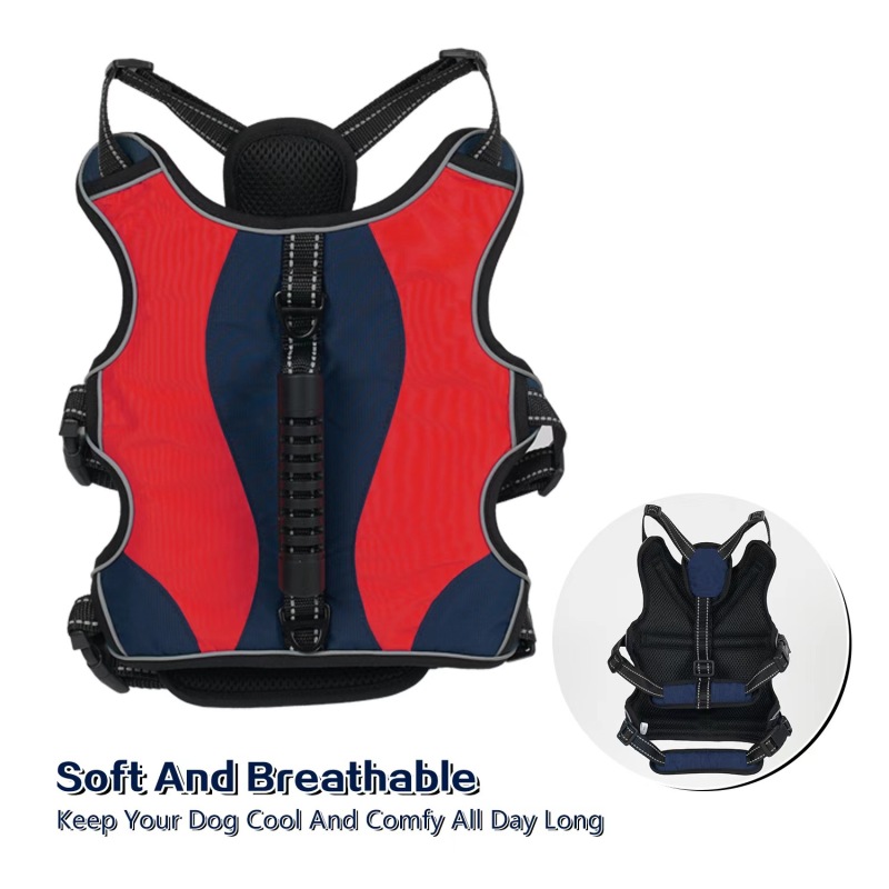 Reflective Dog Harness Vest Dog Tactical Harness With Handle Adjustable And Breathable Dog Vest For Large Dog Vest Pet Dog Leash