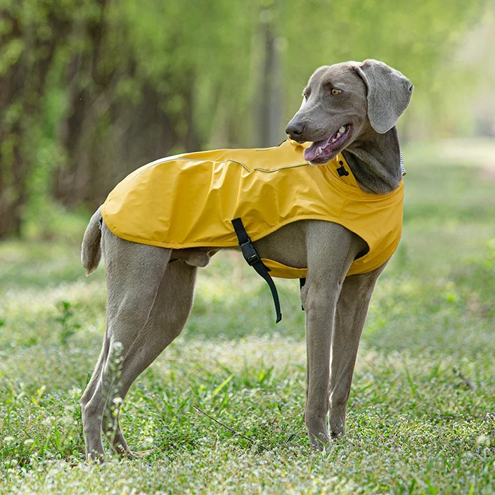 Dog Raincoat for Medium Large Dog Soft PU Dog Rain Jacket Reflective Adjustable Hooded Pet Waterproof Outfit for Greyhound Husky