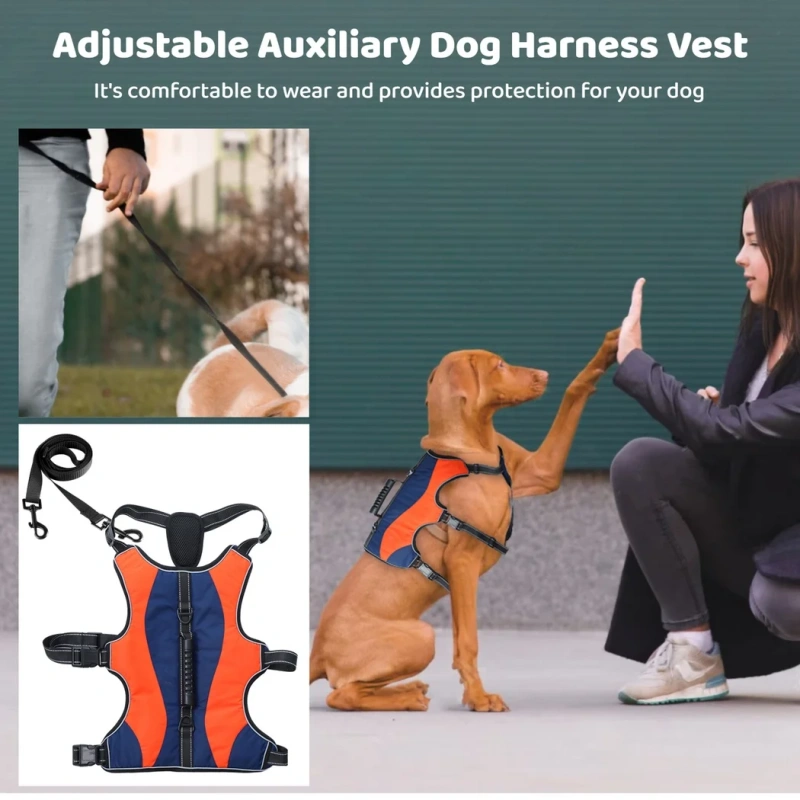 Reflective Dog Harness Vest Dog Tactical Harness With Handle Adjustable And Breathable Dog Vest For Large Dog Vest Pet Dog Leash