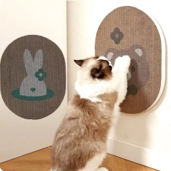 Corrugated Cat Scratcher Interactive Cat Scratching Board Pasteable Pet Scrapers for Cats Oval Kitten Grinding Claw Toys
