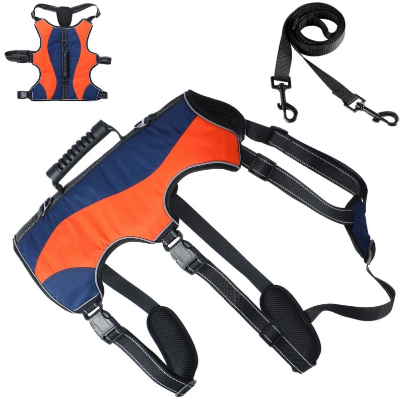 Reflective Dog Harness Vest Dog Tactical Harness With Handle Adjustable And Breathable Dog Vest For Large Dog Vest Pet Dog Leash