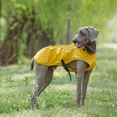 Dog Raincoat for Medium Large Dog Soft PU Dog Rain Jacket Reflective Adjustable Hooded Pet Waterproof Outfit for Greyhound Husky
