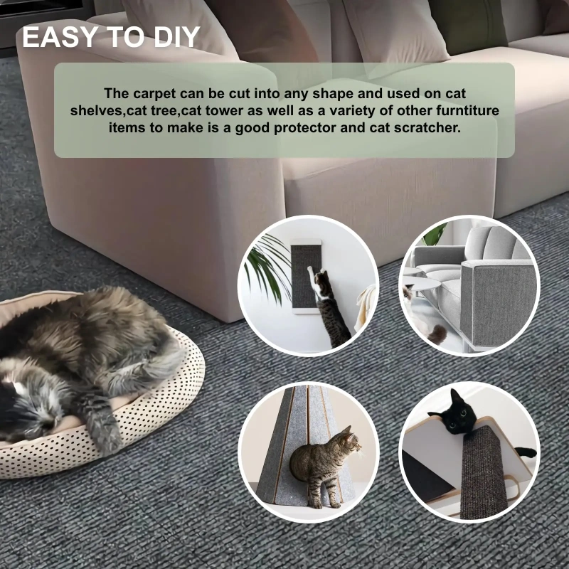 Self-Adhesive Carpet Cats Scratch Board Wall Anti Cat Scratch Sofa Diy Cats Scratch Board Sofa Protection Paws Sharpen Trimmable
