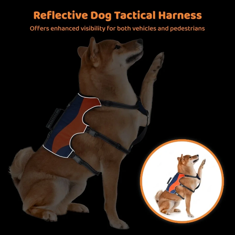 Reflective Dog Harness Vest Dog Tactical Harness With Handle Adjustable And Breathable Dog Vest For Large Dog Vest Pet Dog Leash