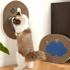 Corrugated Cat Scratcher Interactive Cat Scratching Board Pasteable Pet Scrapers for Cats Oval Kitten Grinding Claw Toys