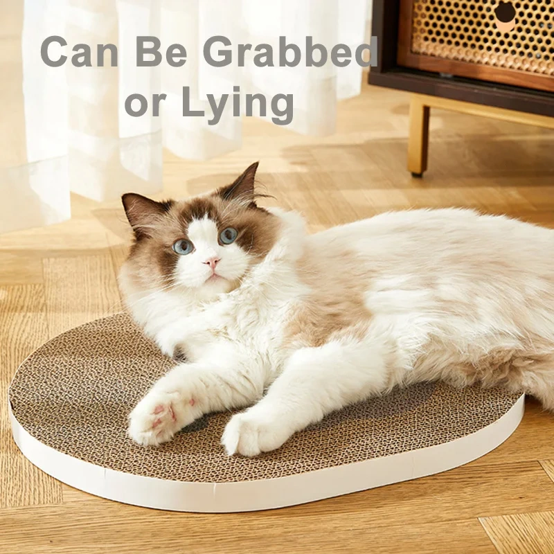 Corrugated Cat Scratcher Interactive Cat Scratching Board Pasteable Pet Scrapers for Cats Oval Kitten Grinding Claw Toys