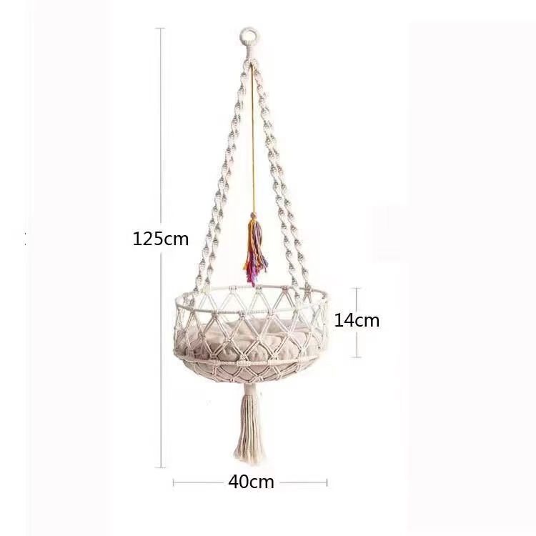 Pet Cat Hammock Swing Bed Bohemian Handwoven Tapestry Cotton Macrame for Home Outdoor Wall Hanging Without Cushion