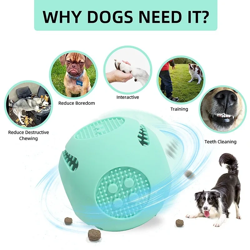 Pet Dog Toy Leaking Food Interactive Ball Toy Bite Resistant Dog Teeth Cleaning Slow Food Toys Funny Puppy Training Puzzle Toy