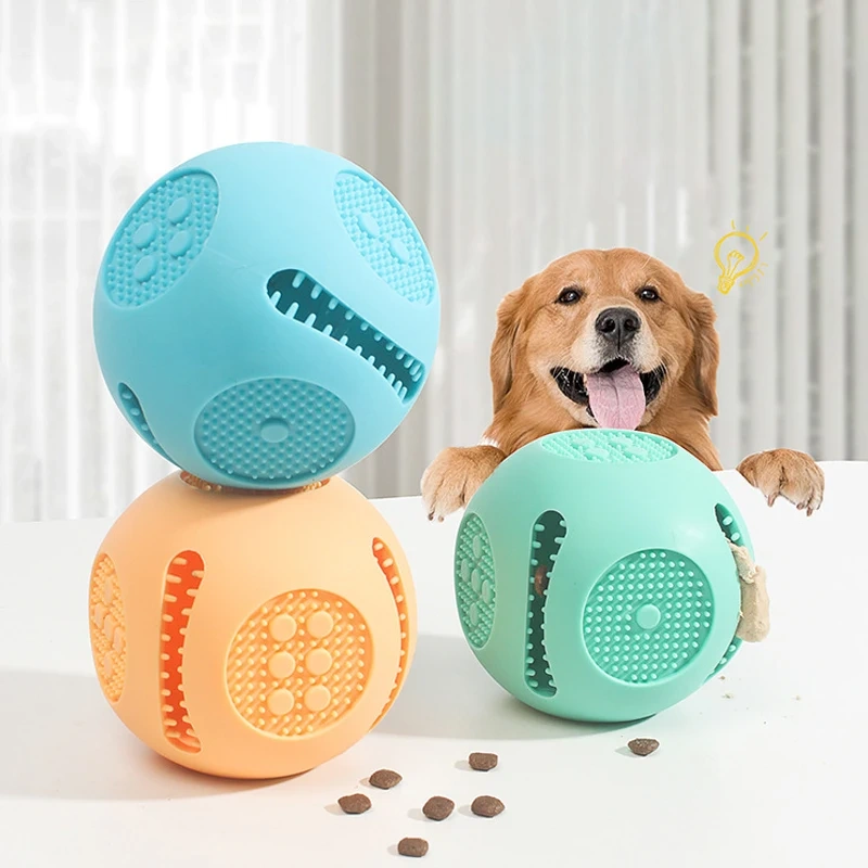 Pet Dog Toy Leaking Food Interactive Ball Toy Bite Resistant Dog Teeth Cleaning Slow Food Toys Funny Puppy Training Puzzle Toy