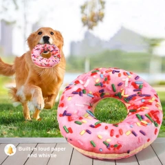 Plush Dog Toy Doughnut Pizza Shape Pet Squeaky Toys for Small Large Dogs Cleaning Teeth Puppy Chew Sound Toy Pet Supplies
