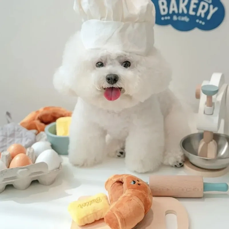 Cute Ins Croissant Hidden Food Sniffing Toy Squeaky Dog Interactive Plush Dog Chew Toys Croissant Toy Pet Toys Pet Products