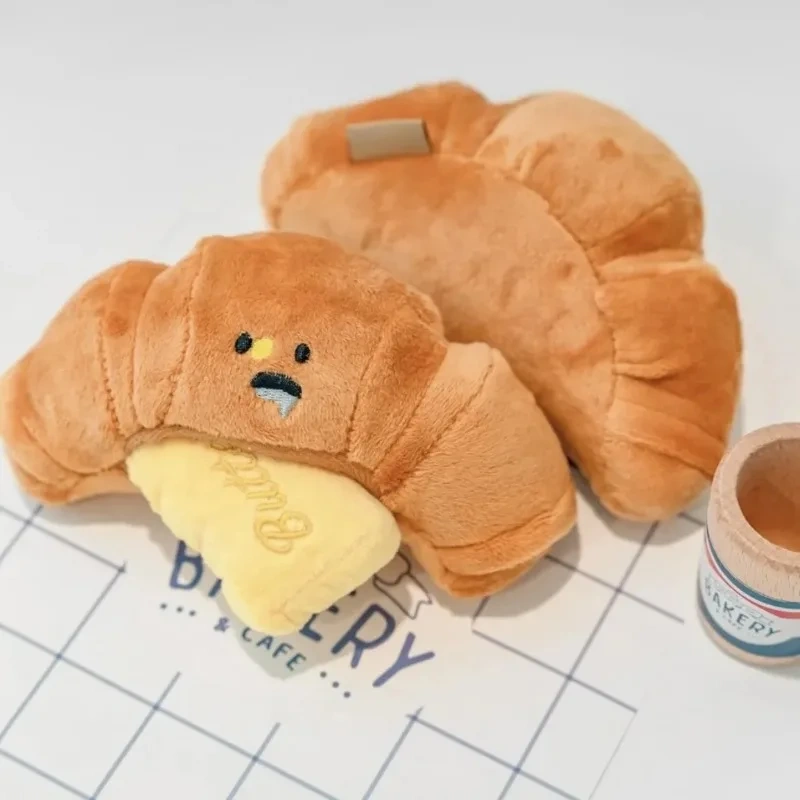 Cute Ins Croissant Hidden Food Sniffing Toy Squeaky Dog Interactive Plush Dog Chew Toys Croissant Toy Pet Toys Pet Products