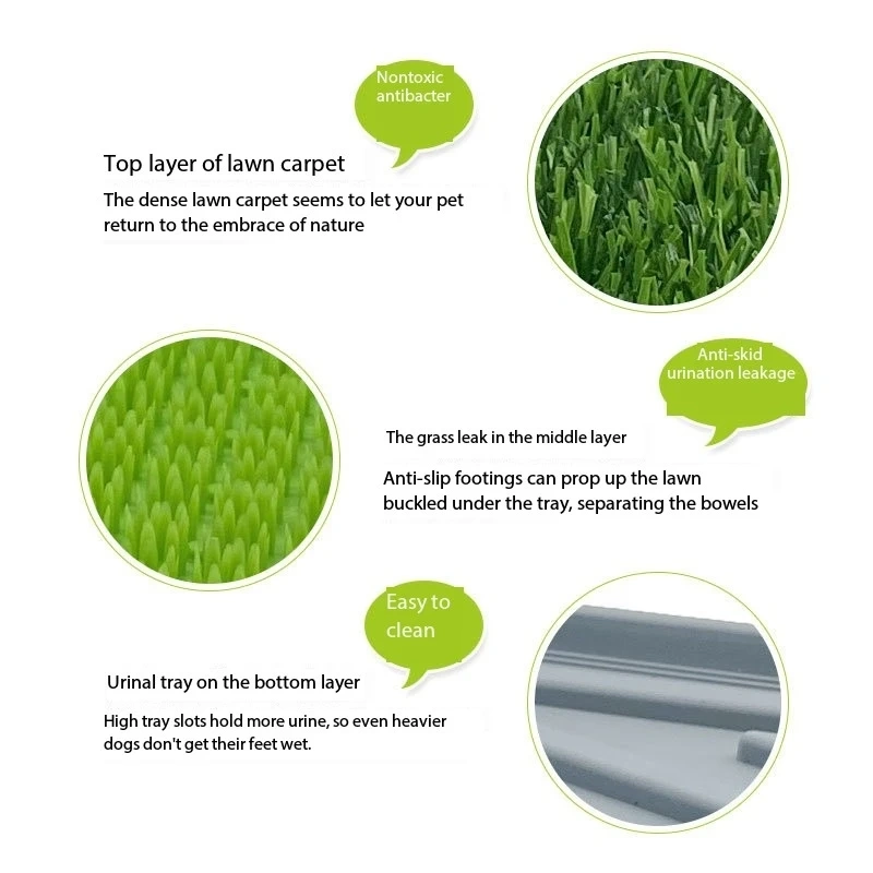 43X68cm Pet Dog Grass Patch Toilet Puppy Potty Trainer Indoor Training Tray Pet Toilets Three Layers