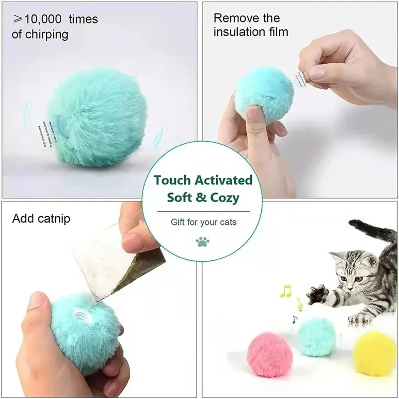 Smart Interactive Catnip Ball | Plush Electric Toy with Sound & Squeak | Ultimate Fun & Training for Kittens