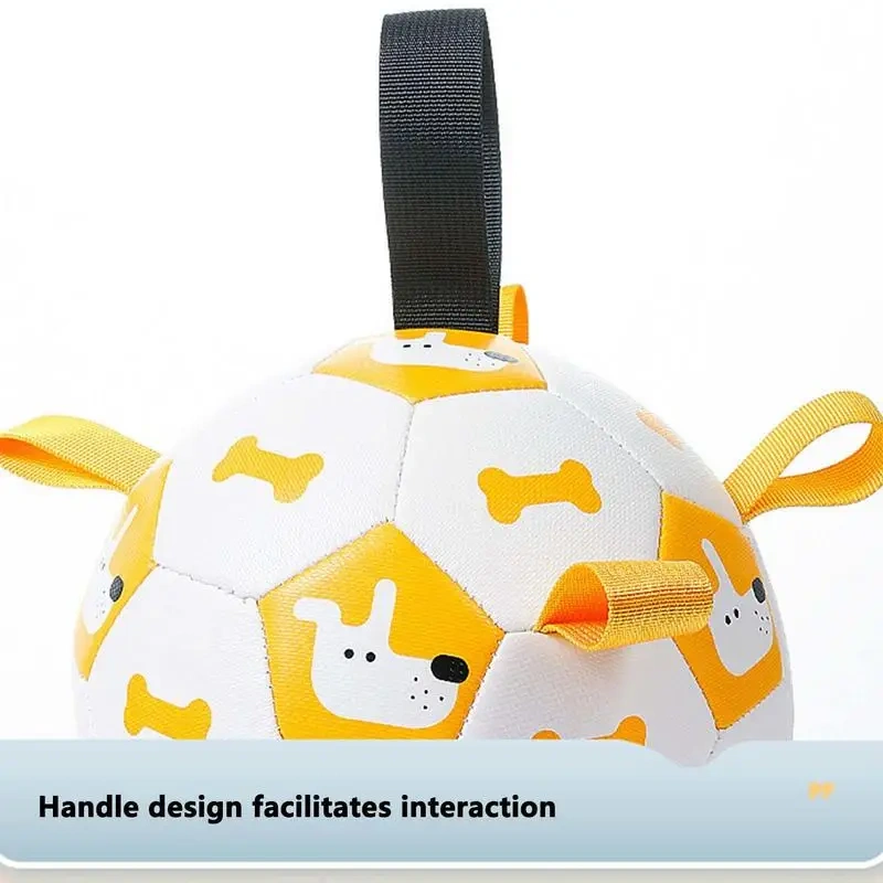 Dog Soccer Ball Toy Interactive Fetching Dog Toys With Straps Durable Outside Dog Toys Bite-resistant Dog Balls For Medium To