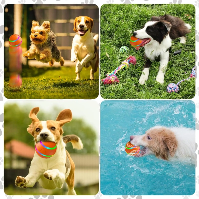 Interactive Dog Toys Ball, Active Wicked Dog Ball with Remote Control, Automatic Rolling Bouncing Dog Ball with Light