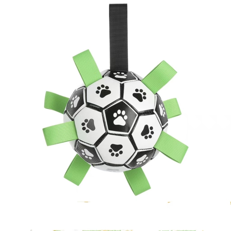 Dog Soccer Ball Toy Interactive Fetching Dog Toys With Straps Durable Outside Dog Toys Bite-resistant Dog Balls For Medium To