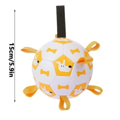 Dog Soccer Ball Toy Interactive Fetching Dog Toys With Straps Durable Outside Dog Toys Bite-resistant Dog Balls For Medium To
