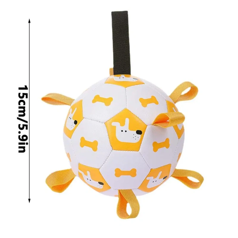 Dog Soccer Ball Toy Interactive Fetching Dog Toys With Straps Durable Outside Dog Toys Bite-resistant Dog Balls For Medium To