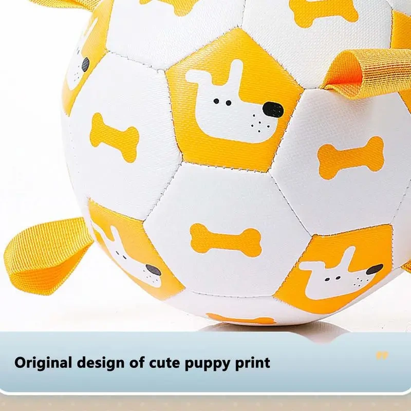 Dog Soccer Ball Toy Interactive Fetching Dog Toys With Straps Durable Outside Dog Toys Bite-resistant Dog Balls For Medium To