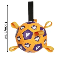 Dog Soccer Ball Toy Interactive Fetching Dog Toys With Straps Durable Outside Dog Toys Bite-resistant Dog Balls For Medium To