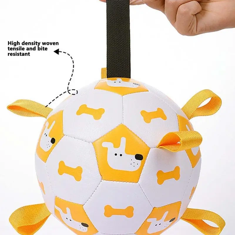 Dog Soccer Ball Toy Interactive Fetching Dog Toys With Straps Durable Outside Dog Toys Bite-resistant Dog Balls For Medium To