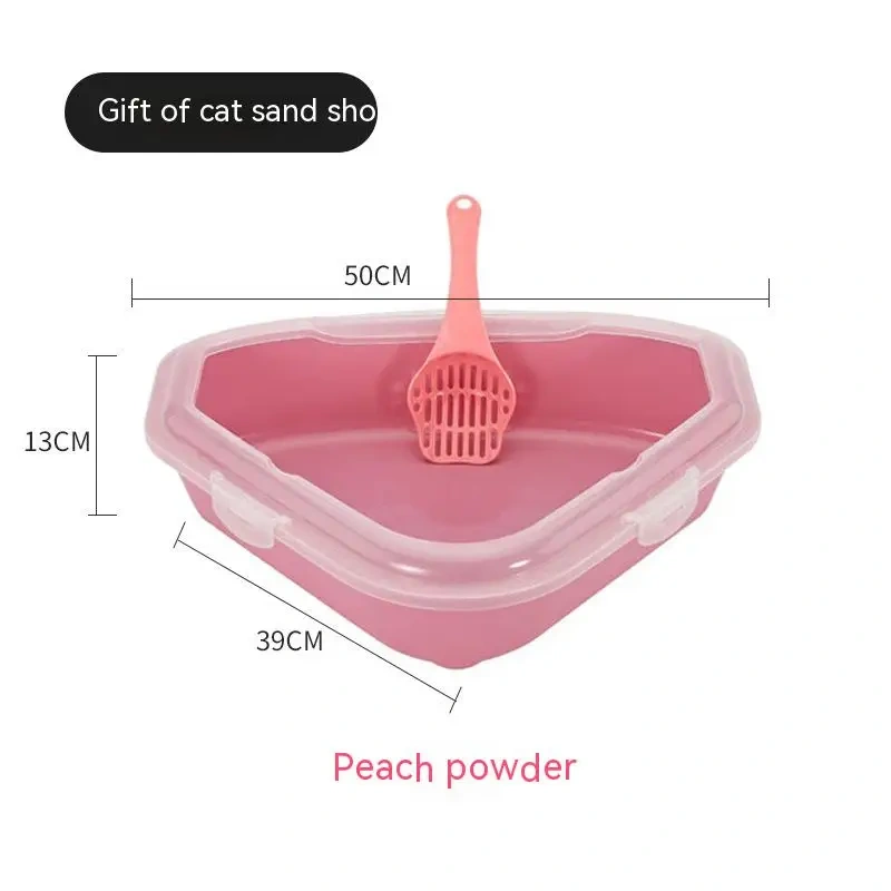 Litter Box, Triangle Litter Box, Semi-Enclosed Litter Box, Cat Cleaning Bathroom Sink, Splash Proof, Plastic Litter Comforter