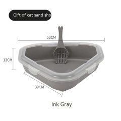 Litter Box, Triangle Litter Box, Semi-Enclosed Litter Box, Cat Cleaning Bathroom Sink, Splash Proof, Plastic Litter Comforter