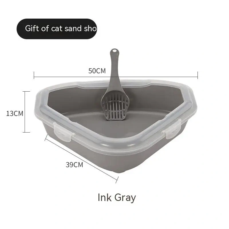 Litter Box, Triangle Litter Box, Semi-Enclosed Litter Box, Cat Cleaning Bathroom Sink, Splash Proof, Plastic Litter Comforter