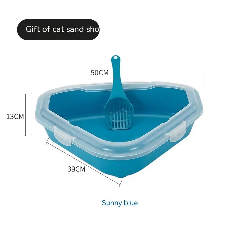 Litter Box, Triangle Litter Box, Semi-Enclosed Litter Box, Cat Cleaning Bathroom Sink, Splash Proof, Plastic Litter Comforter