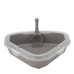 Litter Box, Triangle Litter Box, Semi-Enclosed Litter Box, Cat Cleaning Bathroom Sink, Splash Proof, Plastic Litter Comforter