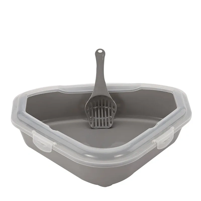 Litter Box, Triangle Litter Box, Semi-Enclosed Litter Box, Cat Cleaning Bathroom Sink, Splash Proof, Plastic Litter Comforter
