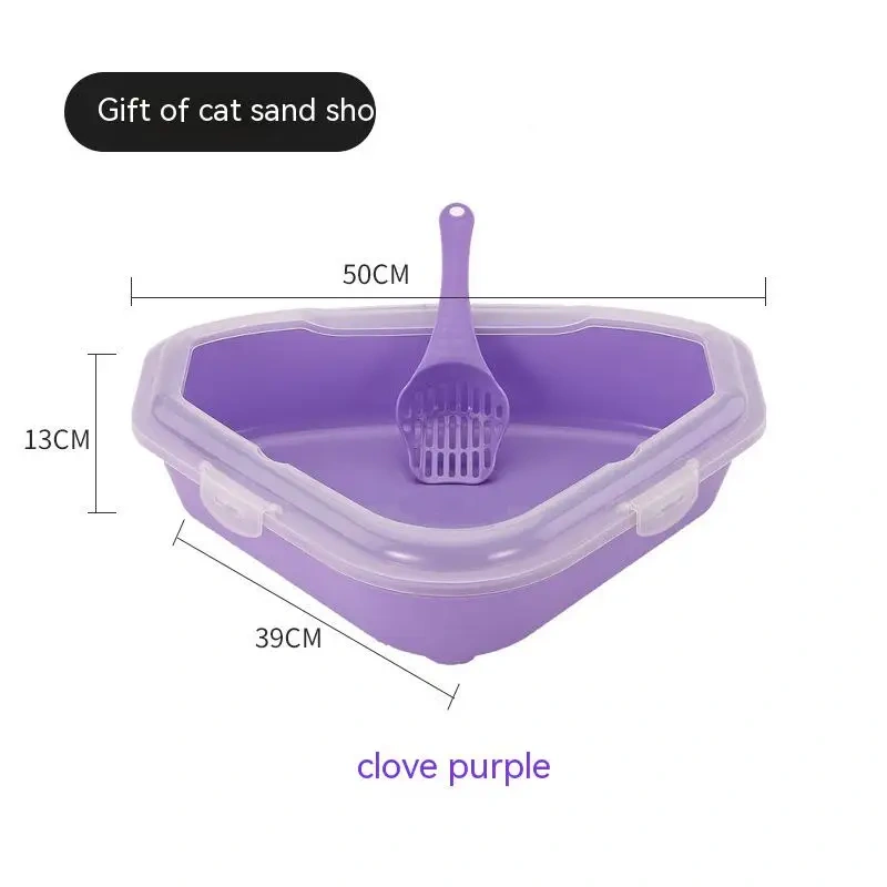 Litter Box, Triangle Litter Box, Semi-Enclosed Litter Box, Cat Cleaning Bathroom Sink, Splash Proof, Plastic Litter Comforter