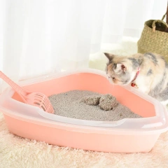 Litter Box, Triangle Litter Box, Semi-Enclosed Litter Box, Cat Cleaning Bathroom Sink, Splash Proof, Plastic Litter Comforter