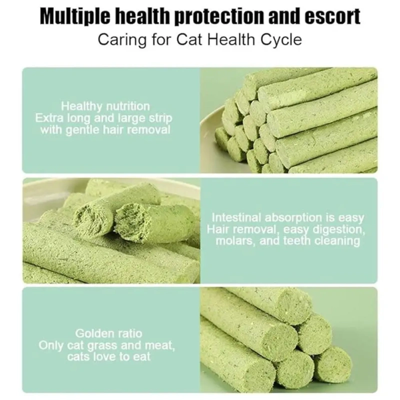 6Pcs Cat Grass Teething Stick Natural Dried Grass Treats Nutritious Edible Cat Chew Toy for Cleaning Teeth Remove Hair Balls