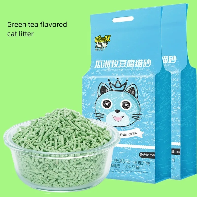 6L Natural Plant Tofu Cat Litter Quickly Clumps And Deodorizes Green Tea Fresh Tofu Corn Mixed Kitty Litter Dust-free Tofu Sand